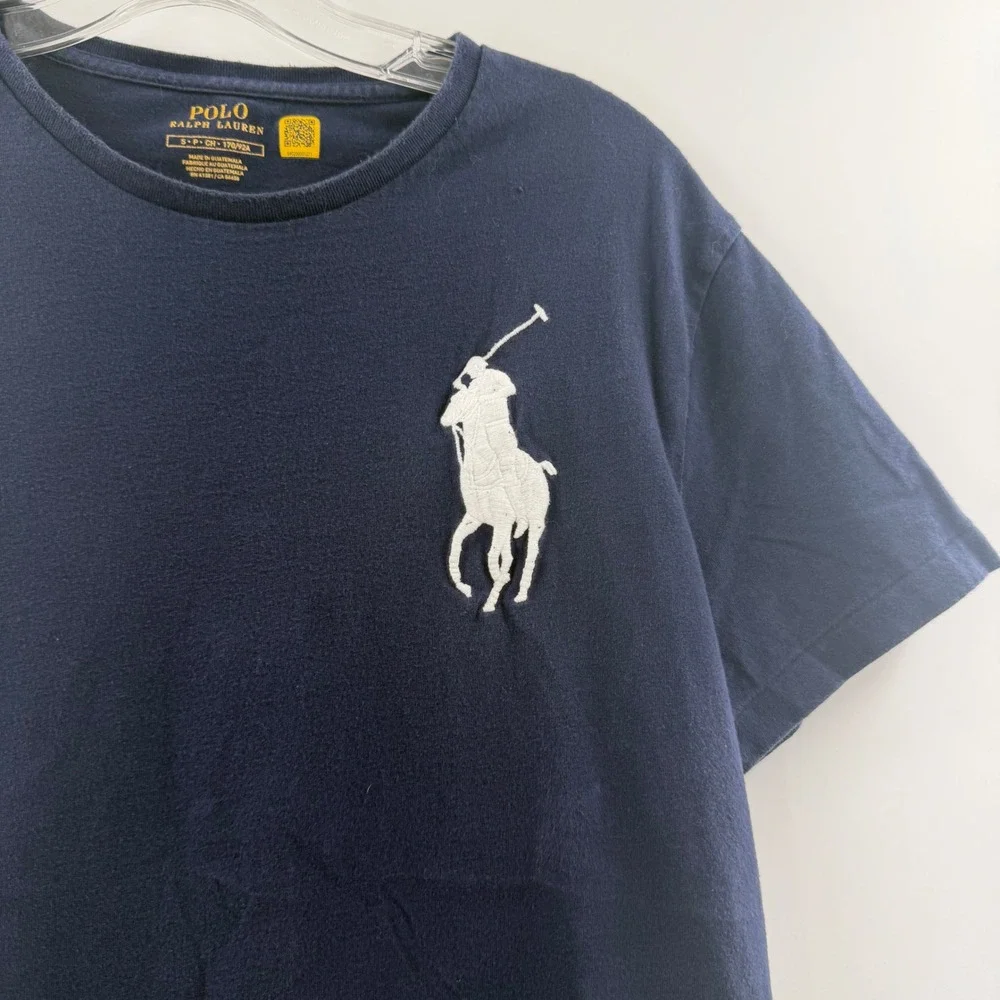Polo Ralph Lauren Mens Big Pony T-Shirt Navy Blue Big Logo Crew Neck Small